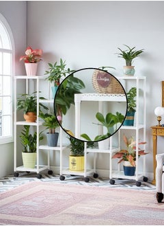 LEDIN Floor-standing flower stand balcony living room multi-layer indoor flower pot rack green radish succulent flower stand simple storage rack (White)  - Image 2