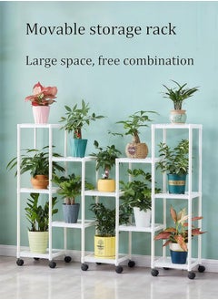 LEDIN Floor-standing flower stand balcony living room multi-layer indoor flower pot rack green radish succulent flower stand simple storage rack (White)  - Image 4