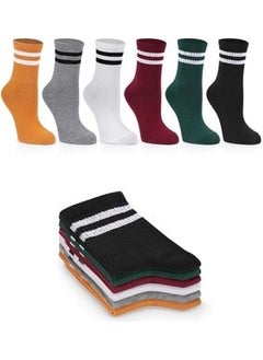 Ozzy Socks Women's 6-Piece Mixed Color Striped College Tennis Socks  - Image 1