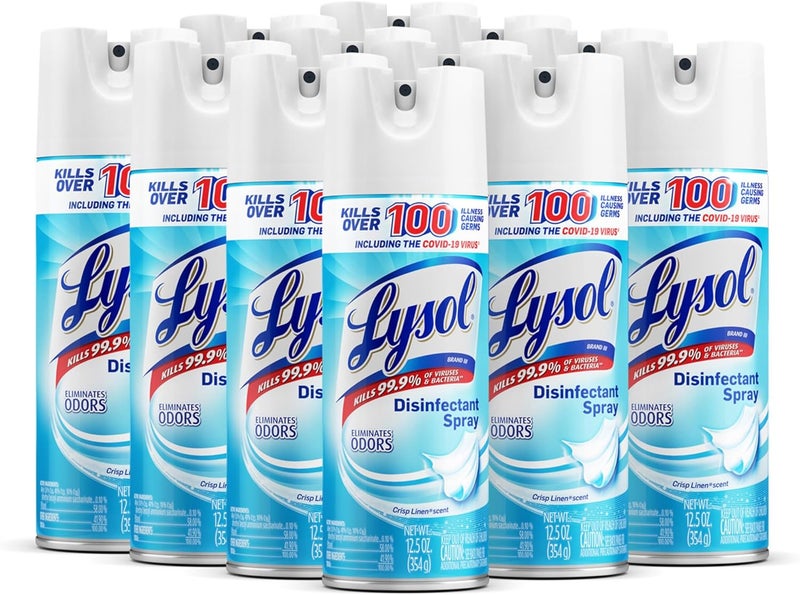 Lysol رذاذ مطهر، رذاذ معقم ومضاد للبكتيريا، للتعقيم وإزالة الروائح، قماش ناعم، 12.5 أونصة سائلة (عبوة من 12) - Image 1