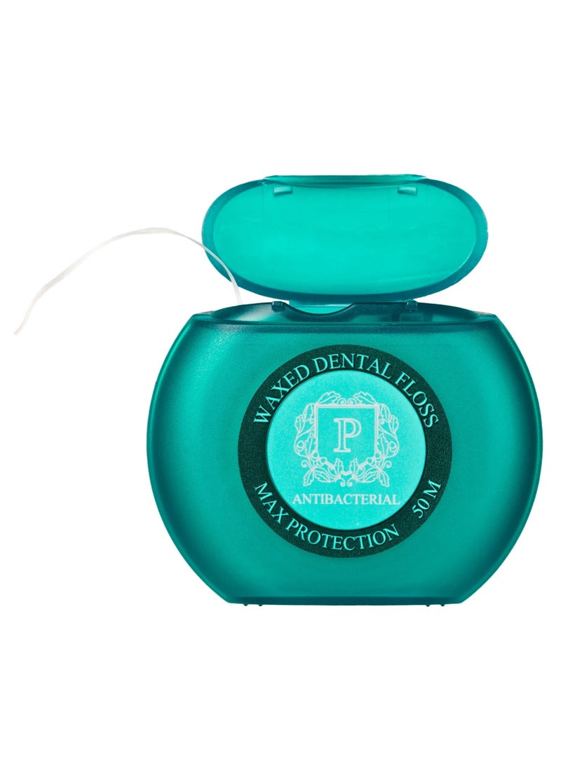 President - Pack Of 12 Mouthwash For Healthy Whiteness And Enamel Shine With Chlorhexidine Antibacterial Dental Floss Mint Flavor - 50m - Image 1
