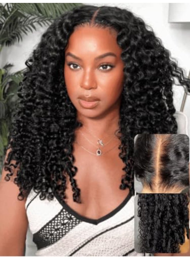 UNICE Curly Human Hair Wig with Finger Coil Ends Bye Bye Knots 7x5 Lace Glueless Wigs Human Hair Pre Plucked Pre Cut Bleached Knots Natural Hairline 150 Density 18 inch - Image 1