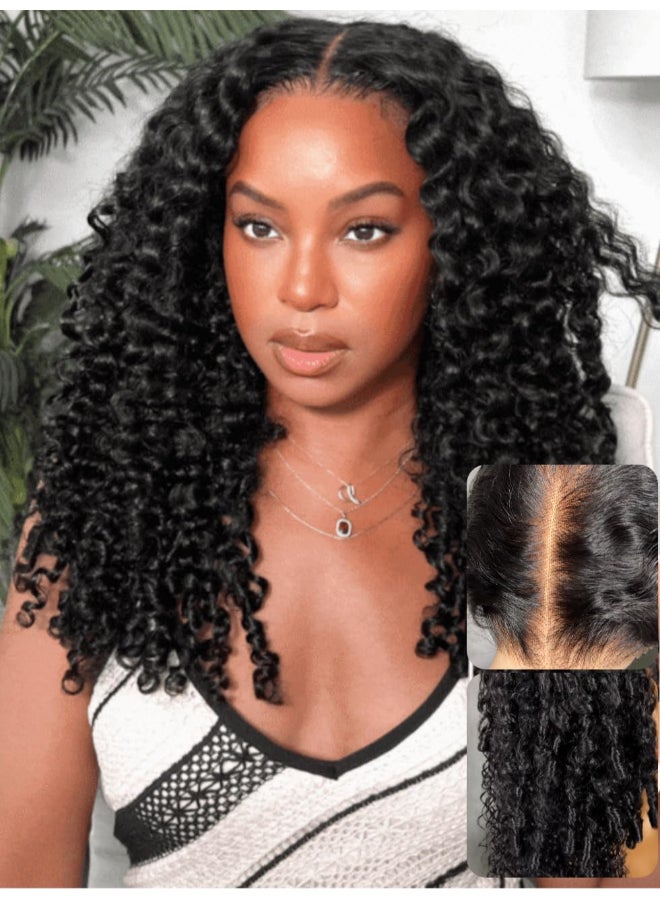 UNICE Curly Human Hair Wig with Finger Coil Ends Bye Bye Knots 7x5 Lace Glueless Wigs Human Hair Pre Plucked Pre Cut Bleached Knots Natural Hairline 150 Density 18 inch - Image 2