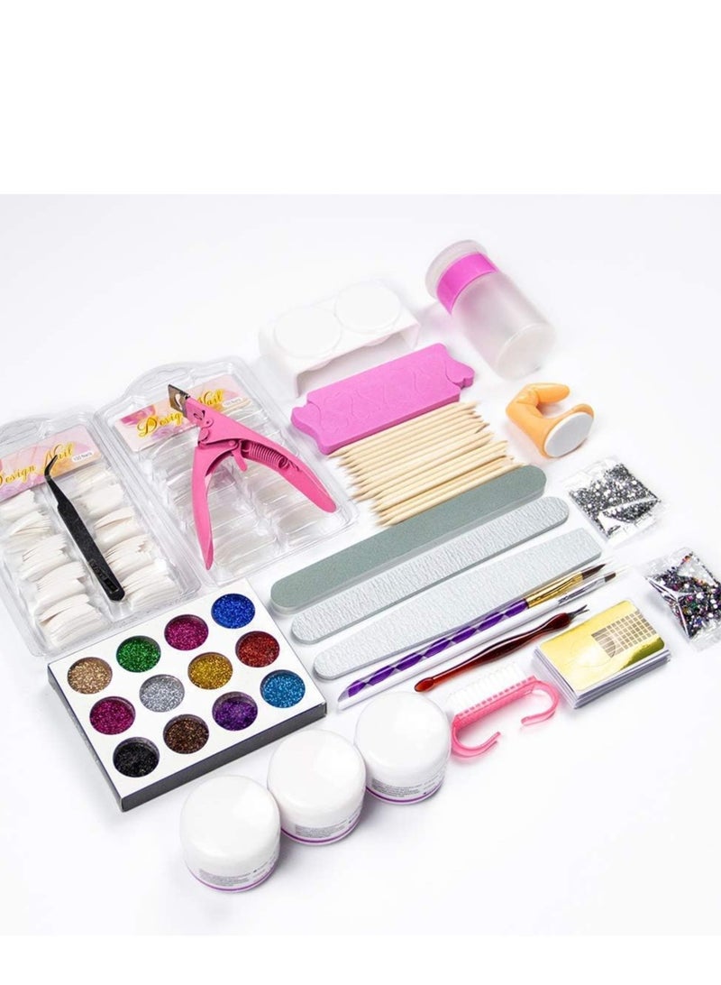 مجموعة اظافر اكريليك مع كل شيء، 12 لون من فرشاة مسحوق الاكريليك السائل، مجموعة ادوات طلاء الاظافر الجل مع كل شيء احترافي لمستلزمات المبتدئين - Image 1