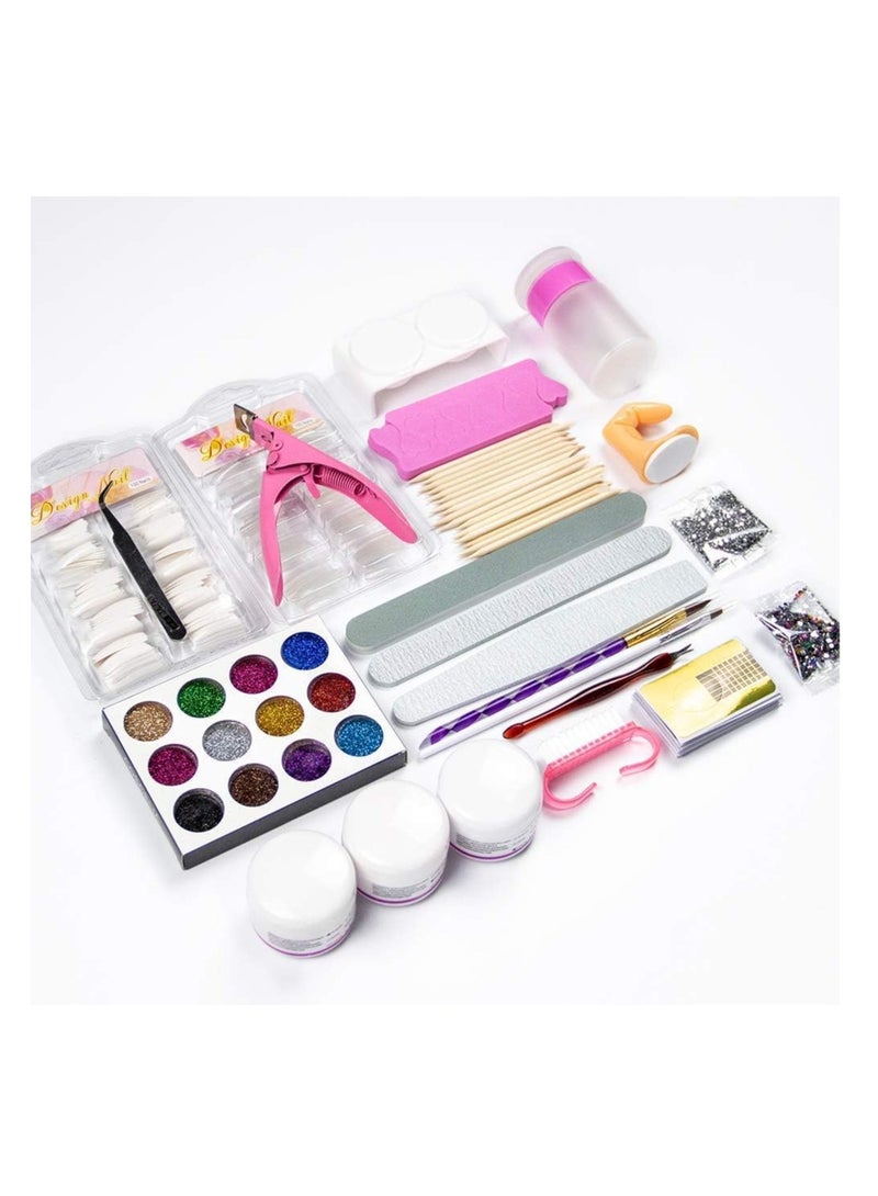 مجموعة اظافر اكريليك مع كل شيء، 12 لون من فرشاة مسحوق الاكريليك السائل، مجموعة ادوات طلاء الاظافر الجل مع كل شيء احترافي لمستلزمات المبتدئين - Image 2