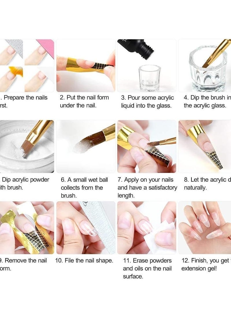 مجموعة اظافر اكريليك مع كل شيء، 12 لون من فرشاة مسحوق الاكريليك السائل، مجموعة ادوات طلاء الاظافر الجل مع كل شيء احترافي لمستلزمات المبتدئين - Image 3