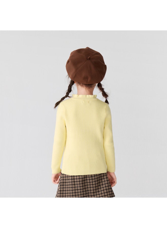 Balabala Kids' Sweater Simple Versatile Base Layer Girls' Autumn Knitwear Toddler To Big Kids' Lace-trimmed Non-deformable - Image 5