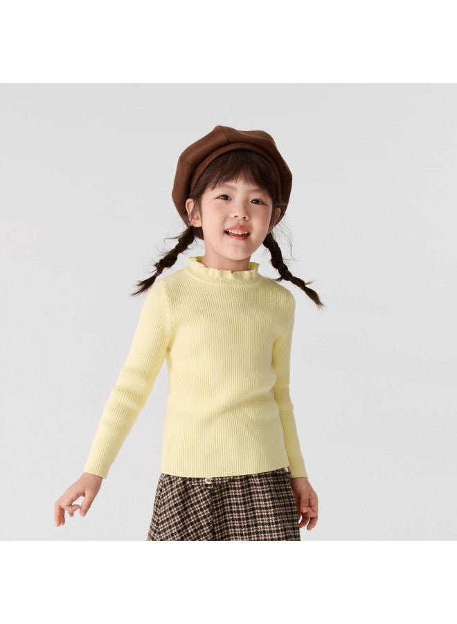 Balabala Kids' Sweater Simple Versatile Base Layer Girls' Autumn Knitwear Toddler To Big Kids' Lace-trimmed Non-deformable - Image 4