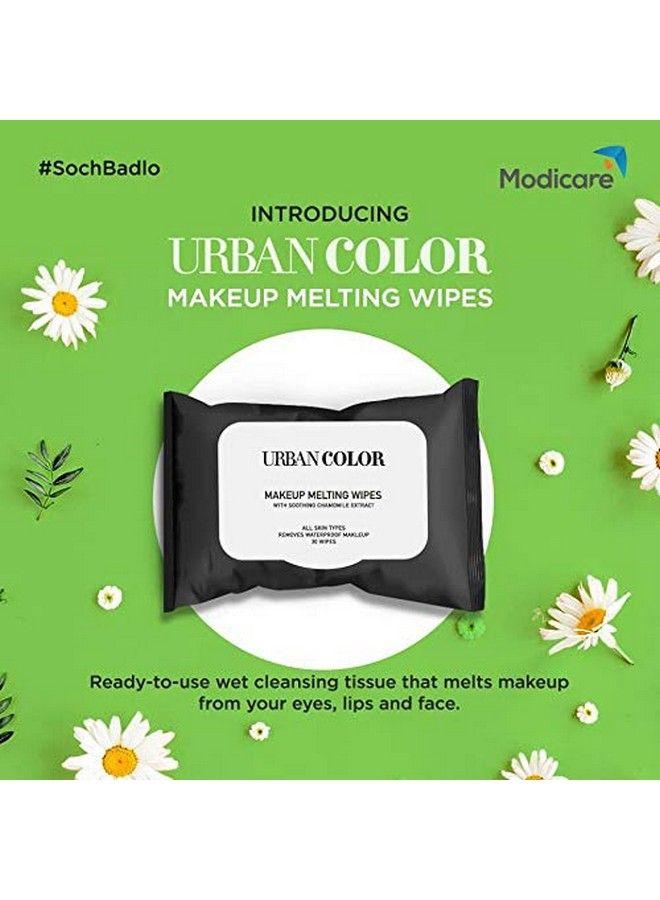 Modicare Urban Color Make Up Melting Wipes For All Skin Types Removes Waterproof Makeup (30 Wipes) + Hairpin Free - Image 4