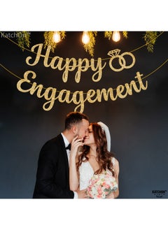 KATCHON KatchOn, Gold Glitter Happy Engagement Banner - 10 Feet, No DIY | Engagement Party Decorations | Engagement Party Banner, Happy Engagement Decor | Engaged Banner, Bachelorette Party Decorations  - Image 3
