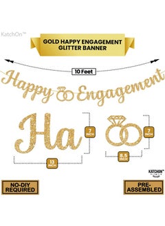 KATCHON KatchOn, Gold Glitter Happy Engagement Banner - 10 Feet, No DIY | Engagement Party Decorations | Engagement Party Banner, Happy Engagement Decor | Engaged Banner, Bachelorette Party Decorations  - Image 4