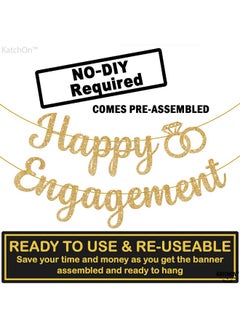 KATCHON KatchOn, Gold Glitter Happy Engagement Banner - 10 Feet, No DIY | Engagement Party Decorations | Engagement Party Banner, Happy Engagement Decor | Engaged Banner, Bachelorette Party Decorations  - Image 2