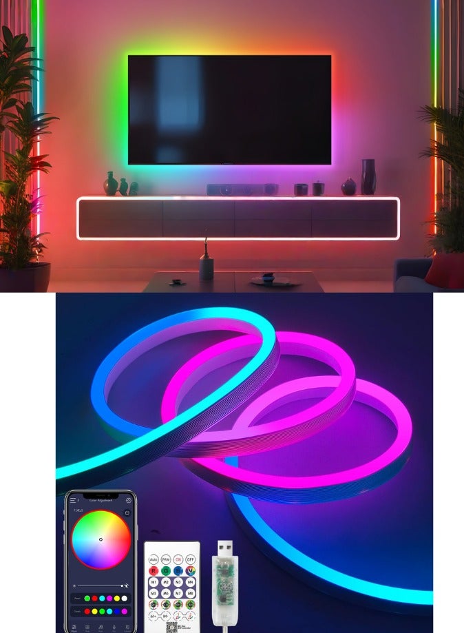 أفضل ذروة شريط إضاءة LED RGB مع جهاز تحكم عن بعد، يعمل بمنفذ USB، مقاوم للماء، مثالي للإضاءة الخلفية للتلفزيون، وغرفة الألعاب، وغرفة النوم، والديكور الداخلي - بطول 3 أمتار، متعدد الألوان، إضاءة زينة رمضان - Image 1