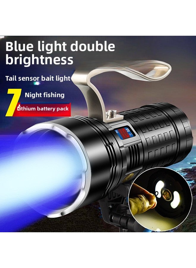 New Strong Light Fishing Lamp Night Fishing Lamp Aluminum Alloy Searchlight Four Light Source LED Portable Fishing Lamp USB Charging Lamp 