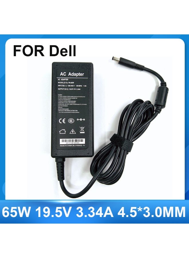 شابية محول طاقة تيار متردد 19.5 فولت، 3.34 أمبير، 65 واط، 4.5 × 3.0 مم، شاحن كمبيوتر محمول لأجهزة ديل إنسبايرون 15 موديلات 3551، 3552، 3558، 5551، 5552، 5555، 5559، 7568، P28E - Image 1