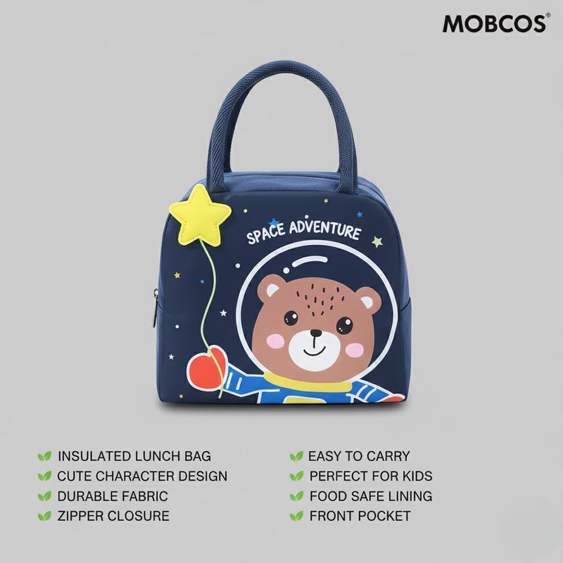 Mobcos Panda Star Navy Large Capacity Insulated Lunch Bag | Waterproof & Stain-Resistant Meal Tote with Advanced Temperature Retention | Durable Polyester Lunch Bag for Office & School - Image 2