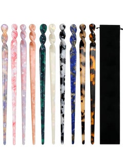 10 Pieces Acetate Hair Sticks Leopard Print Hair Pins Tortoise Shell Hairpin Vintage Hair Chopsticks Retro Hairpins Disk Hair Accessories for Women Girls Classic