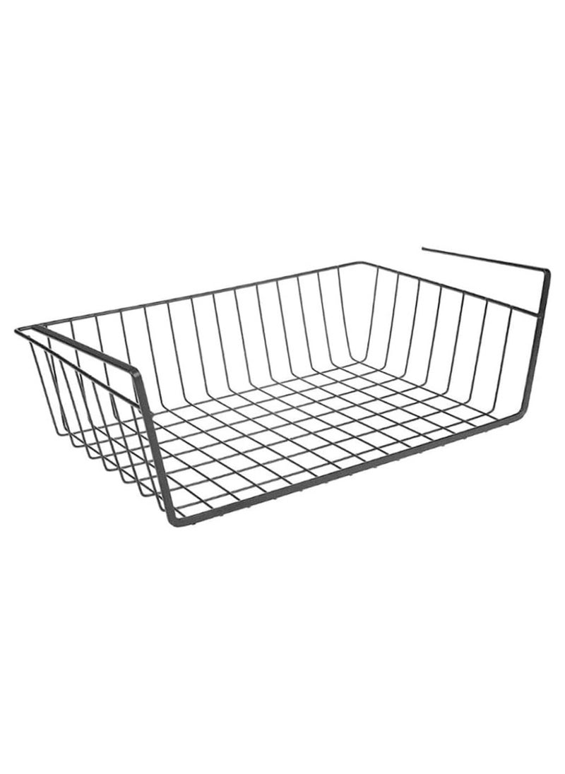 MARKQ Hanging Under Shelf Storage Basket, Large Wire Basket Space Saving Organizer for Kitchen Office Bathroom Cupboard Pantry Cabinet Bookshelf, Black  - Image 1