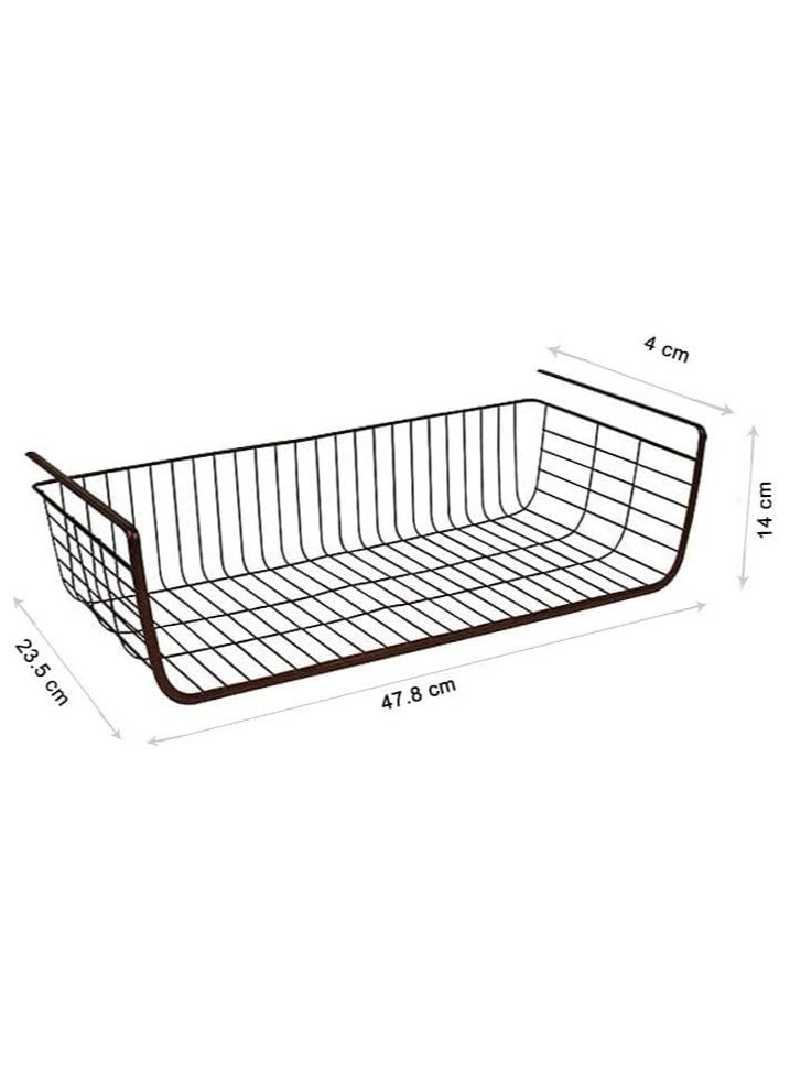 MARKQ Hanging Under Shelf Storage Basket, Large Wire Basket Space Saving Organizer for Kitchen Office Bathroom Cupboard Pantry Cabinet Bookshelf, Black  - Image 2