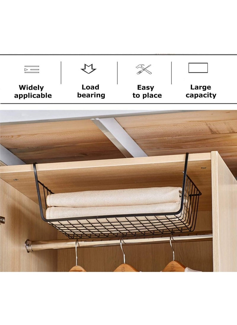MARKQ Hanging Under Shelf Storage Basket, Large Wire Basket Space Saving Organizer for Kitchen Office Bathroom Cupboard Pantry Cabinet Bookshelf, Black  - Image 3