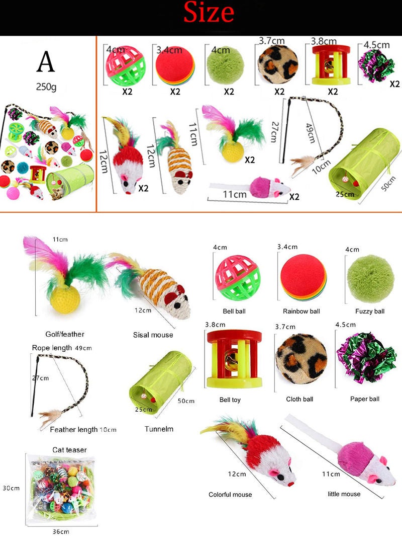 21 Piece Cat Toy Set For Small And Medium Sized Cats