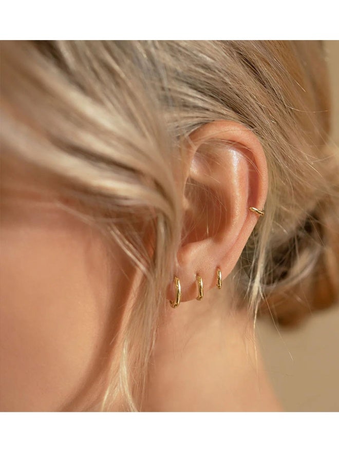 Huggie Hoop Earrings Small Hypoallergenic 14K Gold Plated Style for Men Women Girls Simple Tiny Earrings for Daily Wear, Office Looks, School Days, Birthday Parties, Casual Outings, Weekend,Gift Giving fits all occasions - Image 5