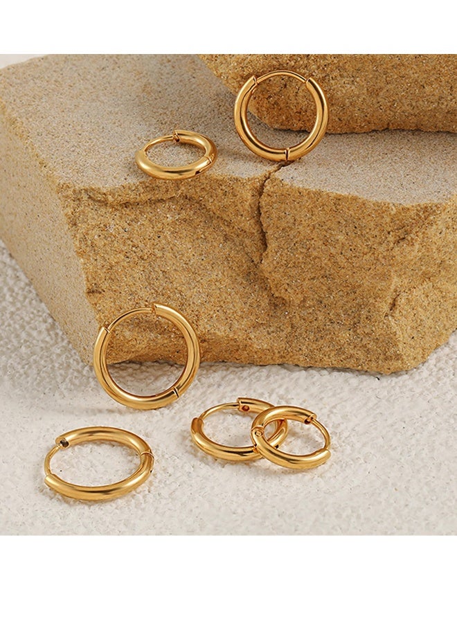 Huggie Hoop Earrings Small Hypoallergenic 14K Gold Plated Style for Men Women Girls Simple Tiny Earrings for Daily Wear, Office Looks, School Days, Birthday Parties, Casual Outings, Weekend,Gift Giving fits all occasions - Image 2