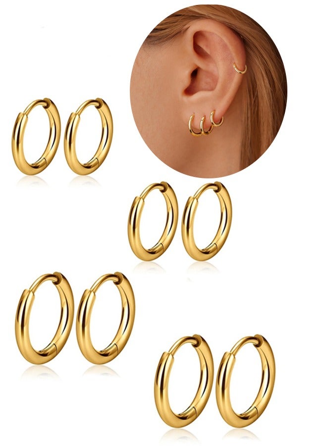 Huggie Hoop Earrings Small Hypoallergenic 14K Gold Plated Style for Men Women Girls Simple Tiny Earrings for Daily Wear, Office Looks, School Days, Birthday Parties, Casual Outings, Weekend,Gift Giving fits all occasions - Image 1