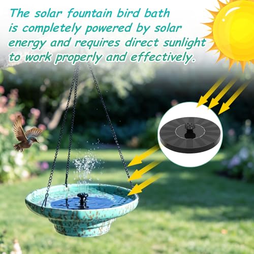 UPSJYJ Solar Fountain Ceramic Hanging Bird BathBird Bath for OutsideOutdoor Fountain Bird BathGarden and Home Decor - Image 3
