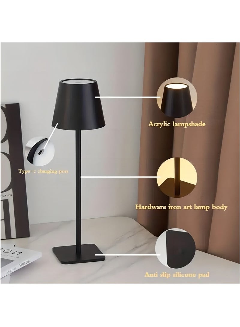 Arabest Luxury Cordless LED Table Lamp - 3 Color Stepless Dimming & Touch Sensor Control, 3600mAh Rechargeable Battery Metal Night Light for Bedroom, Children's Room, Couples Dinner Ambiance - Image 4