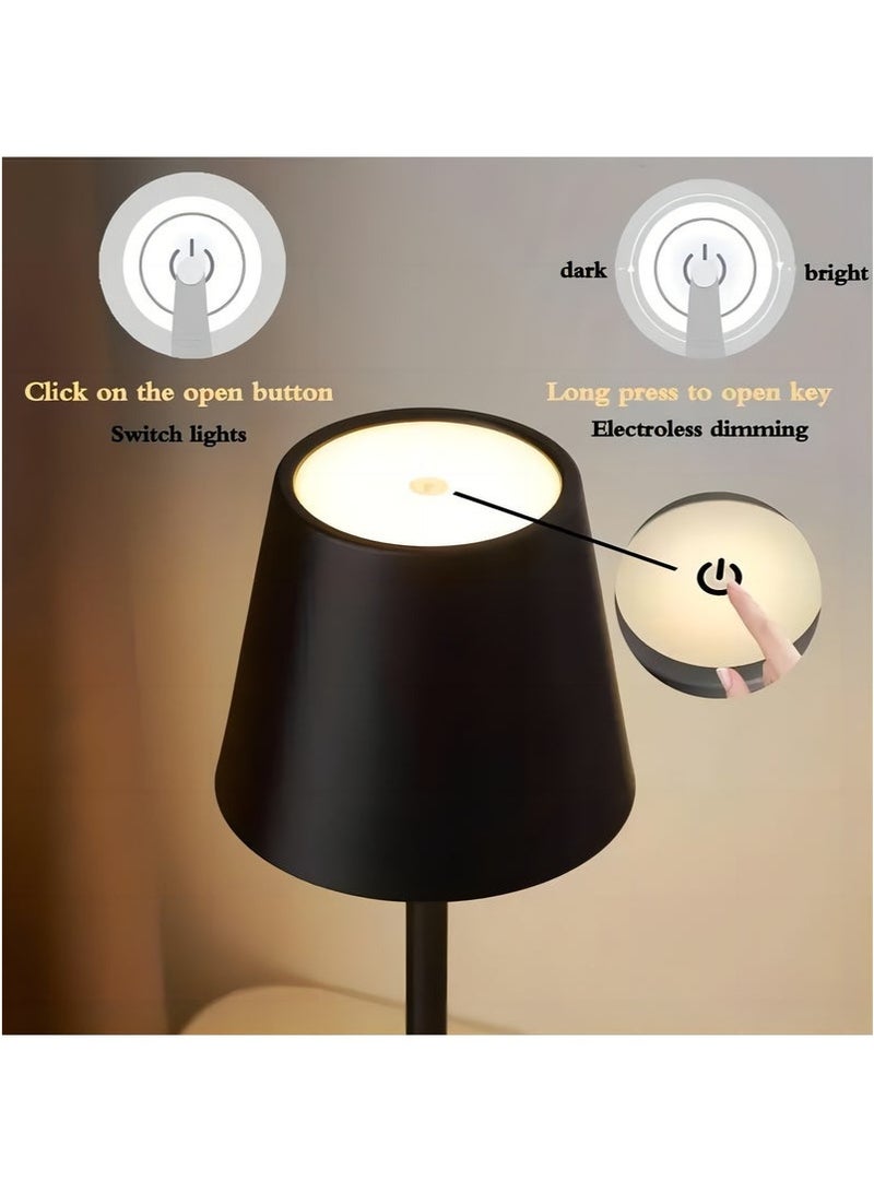 Arabest Luxury Cordless LED Table Lamp - 3 Color Stepless Dimming & Touch Sensor Control, 3600mAh Rechargeable Battery Metal Night Light for Bedroom, Children's Room, Couples Dinner Ambiance - Image 3
