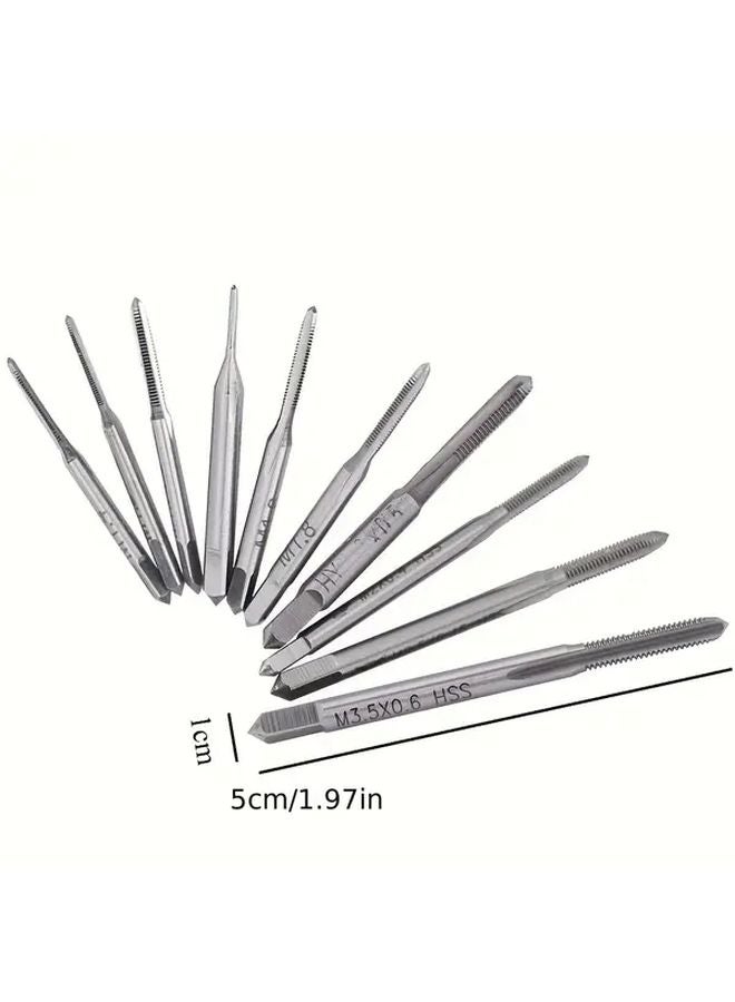Silvery 10pcs Micro Tap Drill Bit Set Metric Thread Machine Screw Tapping Tool - Image 2