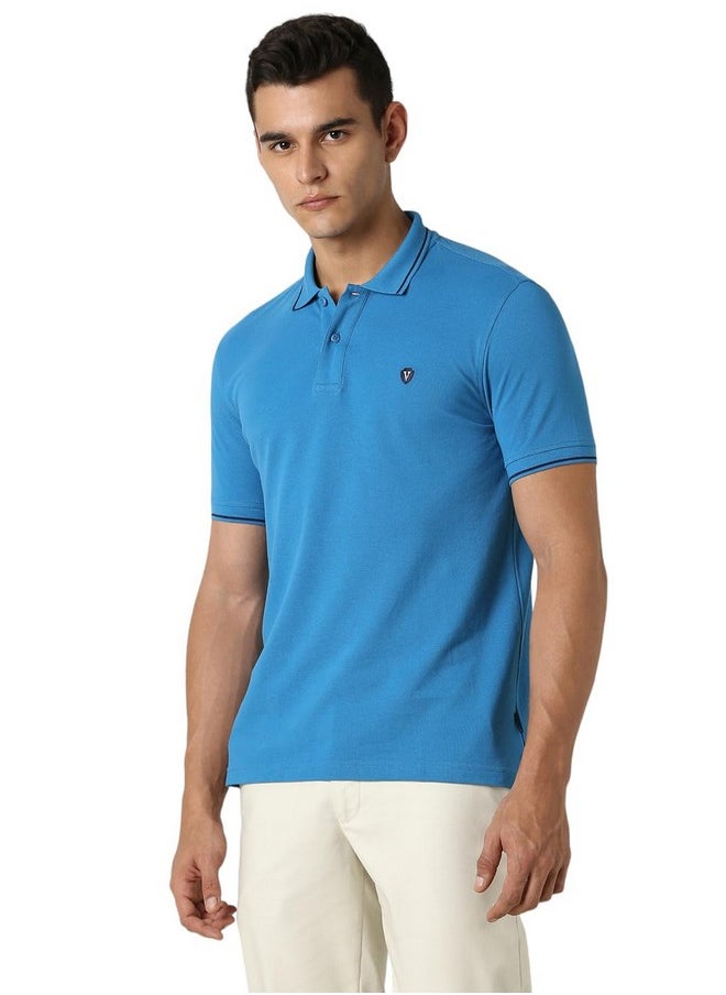 فان هيوزن تي شيرت بولو Van Heusen للرجال ذو قصة عادية (VSKP517S011404_Blue XL)  - Image 3