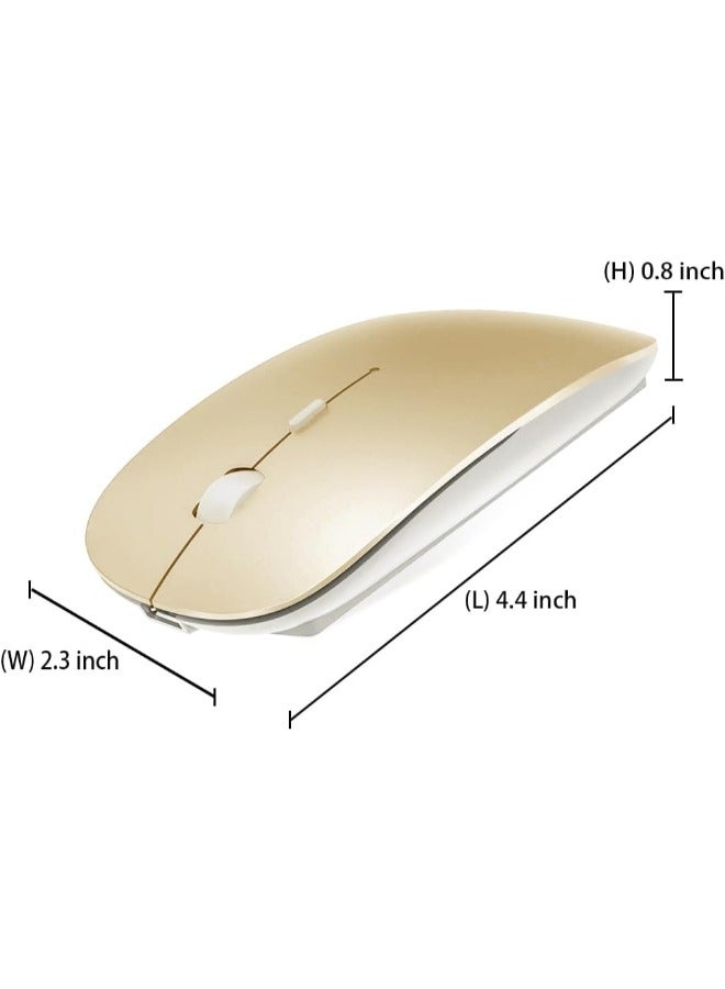 KLO فأرة بلوتوث قابلة لإعادة الشحن لـ MacBook / MacBook Air / Pro / iPad، فأرة لاسلكية للابتوب / نوت بوك / كمبيوتر شخصي / iPad / Chromebook (ذهبي) - Image 2