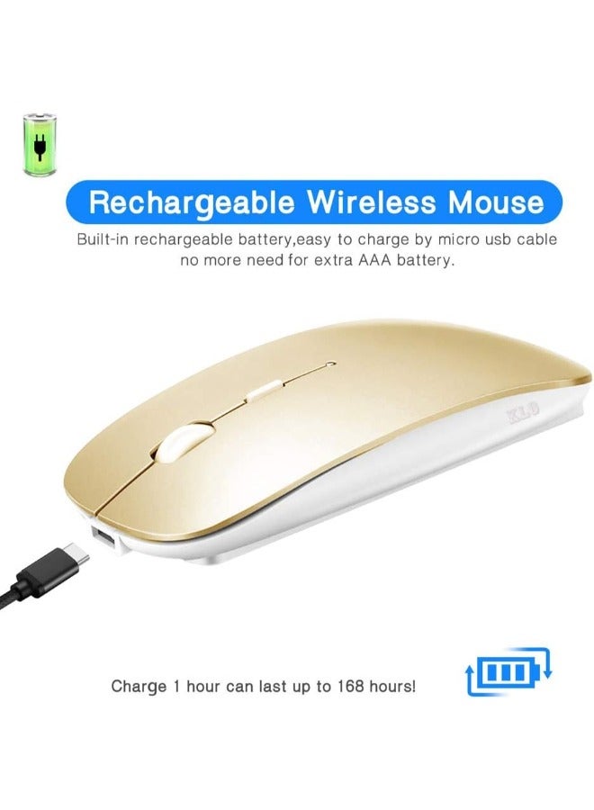 KLO فأرة بلوتوث قابلة لإعادة الشحن لـ MacBook / MacBook Air / Pro / iPad، فأرة لاسلكية للابتوب / نوت بوك / كمبيوتر شخصي / iPad / Chromebook (ذهبي) - Image 3
