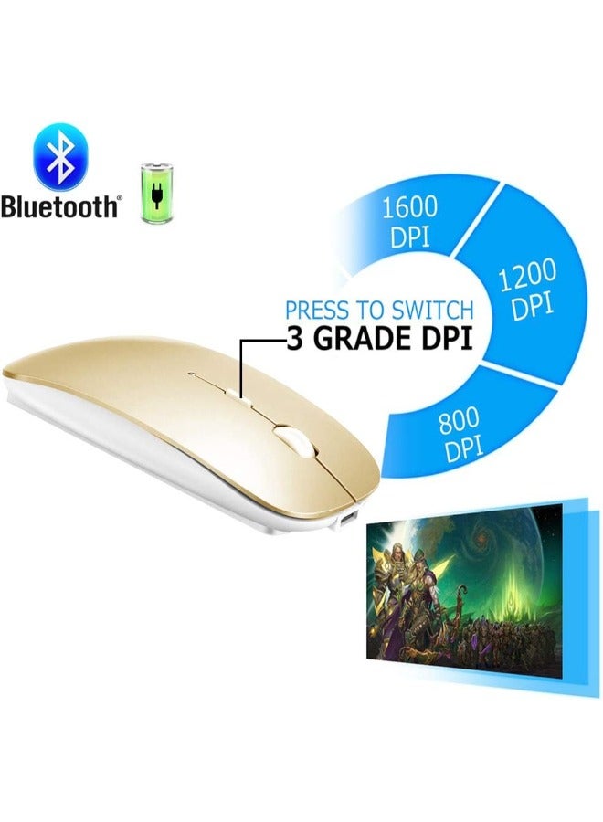 KLO فأرة بلوتوث قابلة لإعادة الشحن لـ MacBook / MacBook Air / Pro / iPad، فأرة لاسلكية للابتوب / نوت بوك / كمبيوتر شخصي / iPad / Chromebook (ذهبي) - Image 5