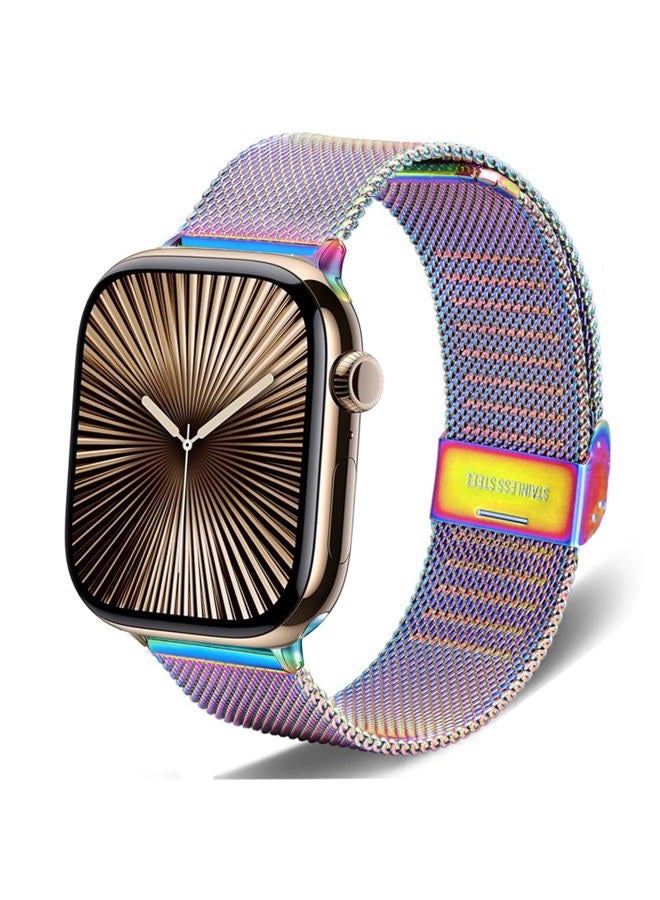 DEALELE Bands Compatible with iWatch 41mm 40mm 38mm, Slim Stainless Steel Metal Mesh Replacement Strap for Apple Watch Series 9/8 / 7/6 / 5/4 / 3 / SE Women Men, Rainbow - Image 1