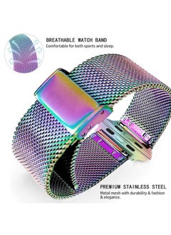 DEALELE Bands Compatible with iWatch 41mm 40mm 38mm, Slim Stainless Steel Metal Mesh Replacement Strap for Apple Watch Series 9/8 / 7/6 / 5/4 / 3 / SE Women Men, Rainbow  - Image 2