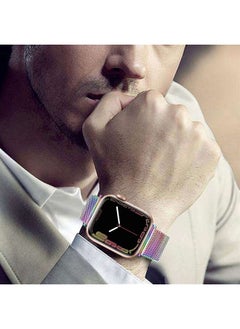 DEALELE Bands Compatible with iWatch 41mm 40mm 38mm, Slim Stainless Steel Metal Mesh Replacement Strap for Apple Watch Series 9/8 / 7/6 / 5/4 / 3 / SE Women Men, Rainbow  - Image 4