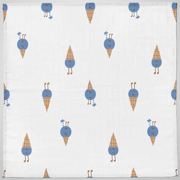 1ST STEP 3 Ply Muslin Blanket 100cm*120cm - Ice Cream - Image 3