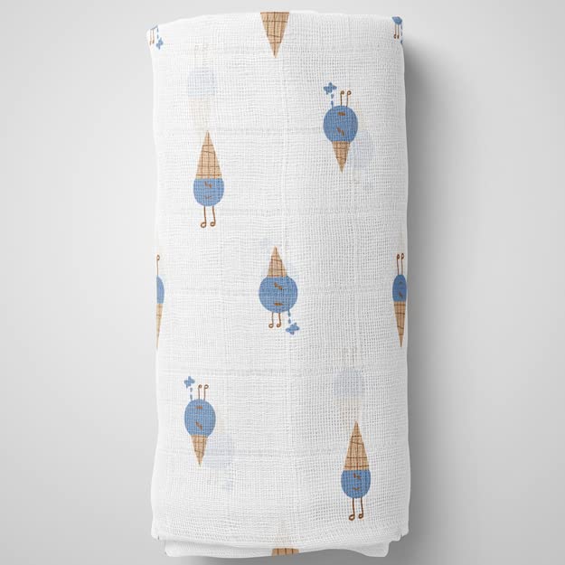 1ST STEP 3 Ply Muslin Blanket 100cm*120cm - Ice Cream - Image 1