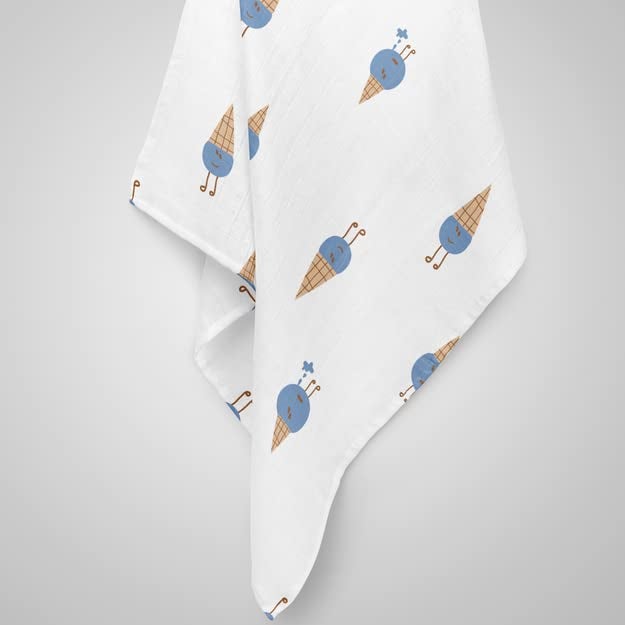 1ST STEP 3 Ply Muslin Blanket 100cm*120cm - Ice Cream - Image 5