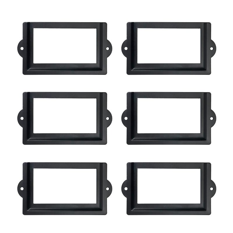 Antrader 6 Pcs 3.3" x 1.8" Office Label Holder, Metal Label Frame, Matte Black, with Screws - Image 5