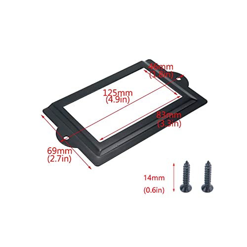 Antrader 6 Pcs 3.3" x 1.8" Office Label Holder, Metal Label Frame, Matte Black, with Screws - Image 2