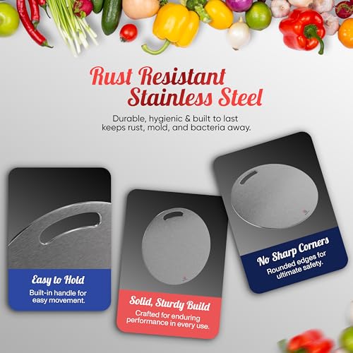 SAIFIX Stainless Steel Chopping Board for Kitchen Premium SS Cutting Board Suitable for Vegetables, Fruits, Bread, Meat and Kneading (32 * 32 Cm) - Image 4
