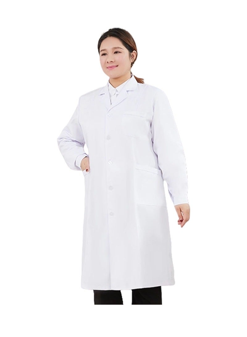 أبوستيم معطف طبيب ممرضة محترف كبير الحجم، معطف مختبر ممرضة علوم وكيمياء وأسنان مع 3 جيوب، سترة ممرضة (أبيض، كم طويل) - Image 1