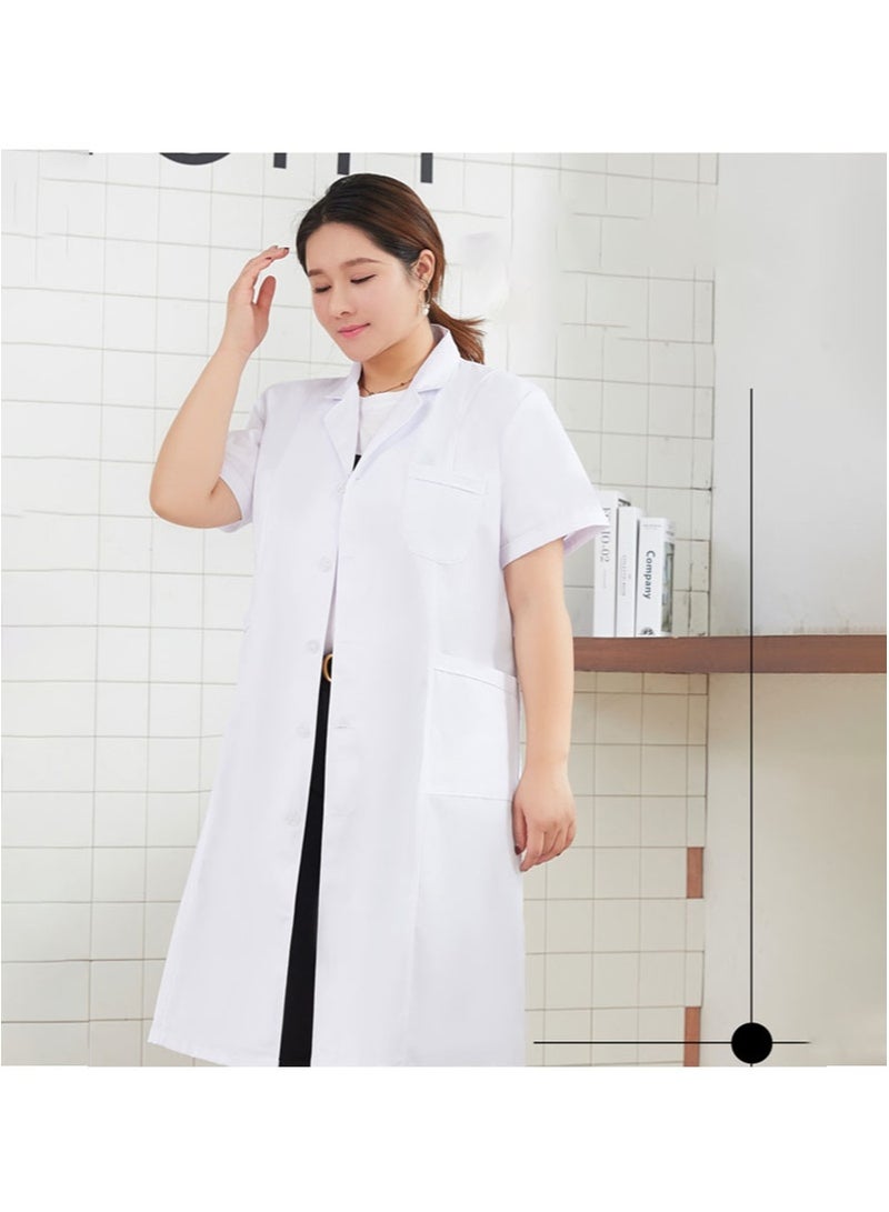 أبوستيم معطف طبيب ممرضة محترف كبير الحجم، معطف مختبر ممرضة علوم وكيمياء وأسنان مع 3 جيوب، سترة ممرضة (أبيض، كم طويل) - Image 4