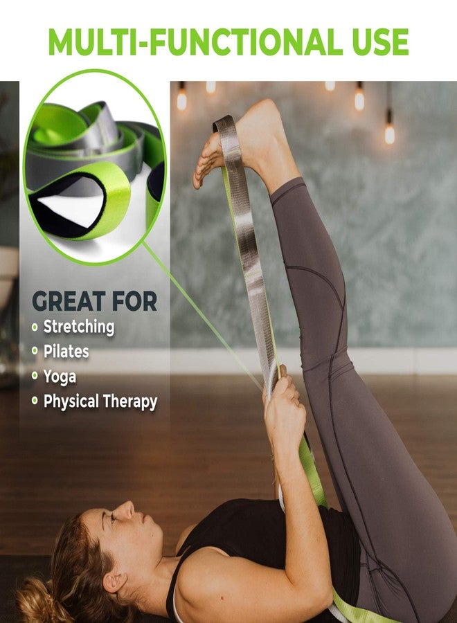 Gradient Fitness Stretching Strap for Physical Therapy, 12 Multi-Loop Stretch Strap 1.5" W x 8' L, Neoprene Handles, Physical Therapy Equipment, Yoga Straps for Stretching, Leg Stretcher, (Green/Grey) - Image 3