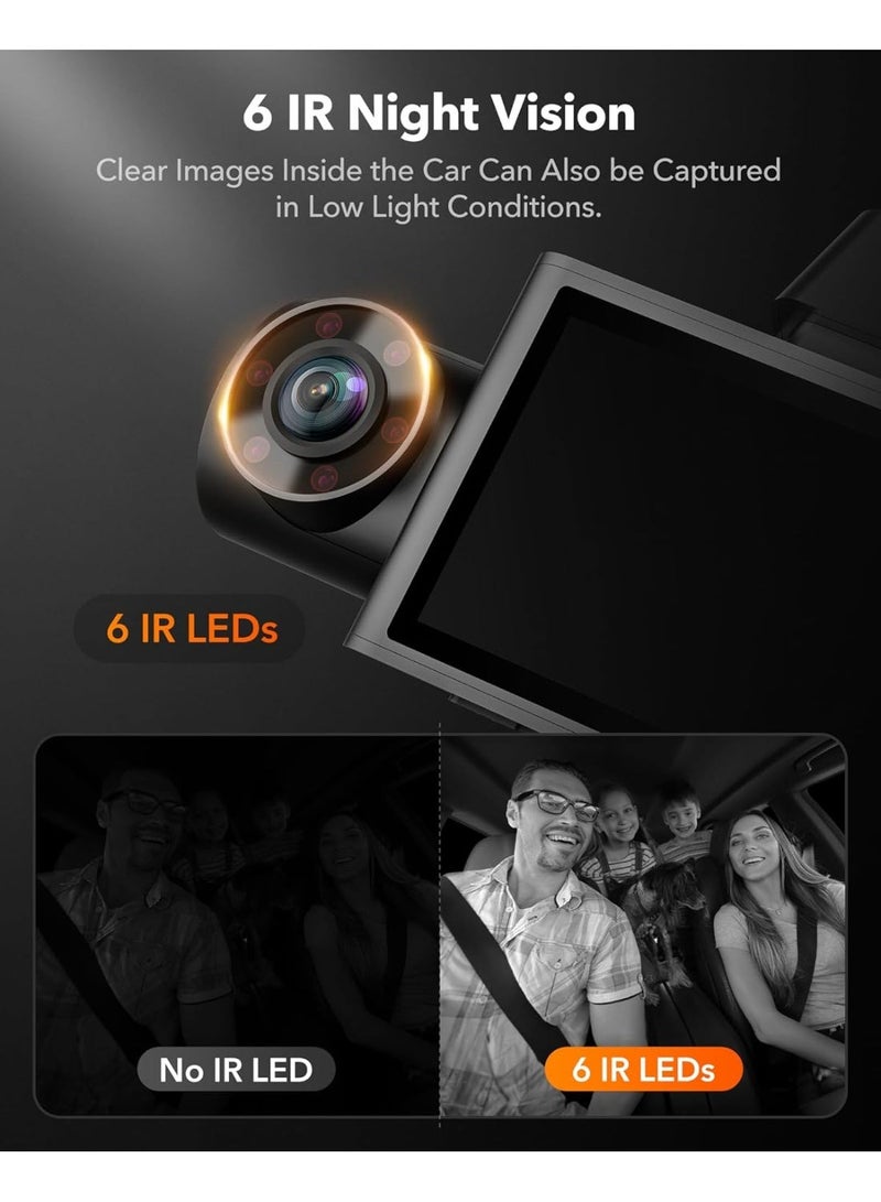 WOLFBOX i07 Dash Cam 3 Channel with WiFi GPS, 4K Dash Camera Front and Inside, 3 Way Dash Camera for Cars, 3" LCD Dash Cam Front and Rear, Super IR Night Vision, 24H Time Lapse, Support 512GB Max - Image 2