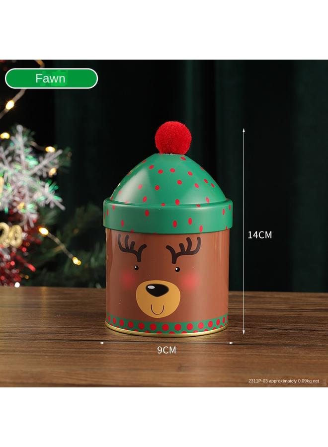 Bluejw Personalized Christmas Candy Bucket Christmas Hat Storage Box Elk Snowman Iron Box Accompanying Gift Children's Gift Packaging - Image 1